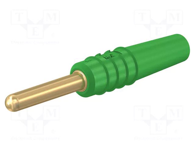 Connector: 2mm banana; plug; 10A; 30VAC; 60VDC; green; gold-plated STÄUBLI SLS2-S-25