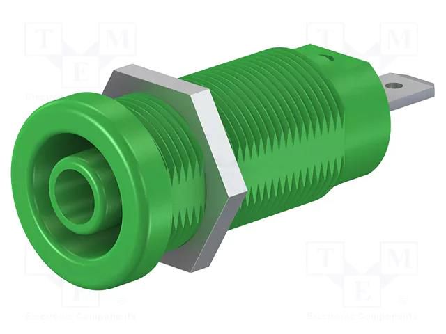 Connector: 4mm banana; socket; 24A; 1kV; green; nickel plated STÄUBLI XEF-1R-25