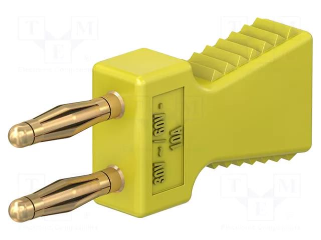 Connector: 2mm banana; stackable safety shunt; 10A; yellow; 70VDC STÄUBLI KS2-6L/A-24