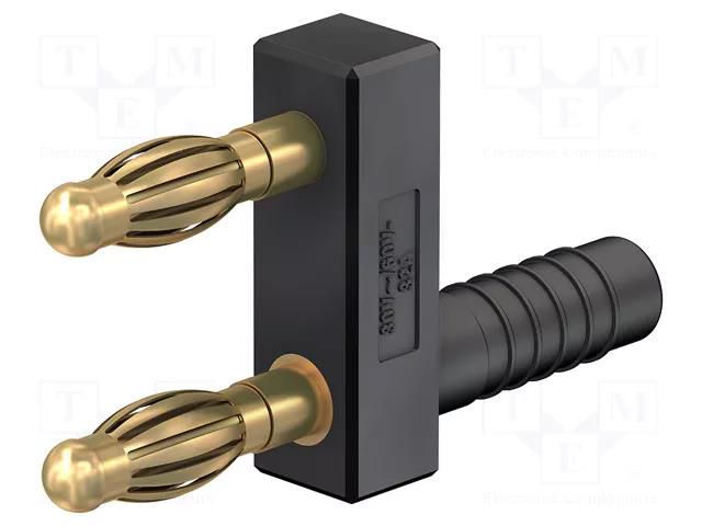 Connector: 4mm banana; stackable safety shunt; 32A; black; 43mm STÄUBLI KS4-14LA/A