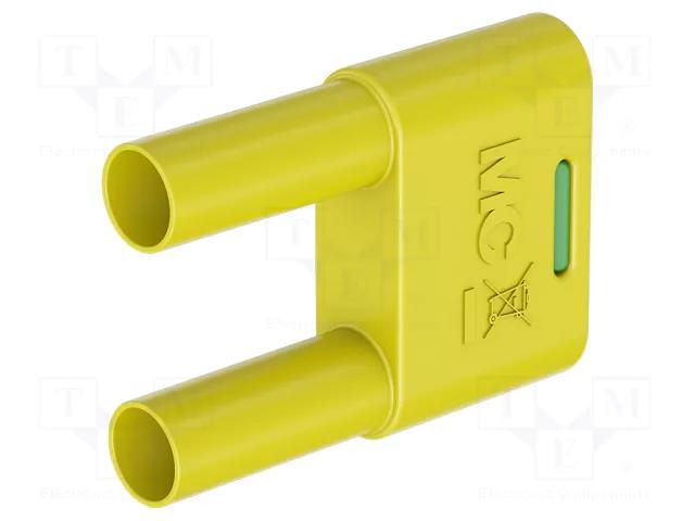 Connector: 4mm banana; stackable safety shunt; 32A; yellow-green STÄUBLI SKS-4N-19-20