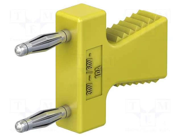 Connector: 2mm banana; stackable safety shunt; yellow; 10A; 60VDC STÄUBLI KS2-12L/N-24