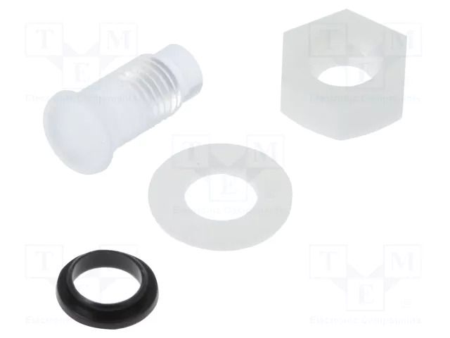 Fiber for LED; Ø5mm; L: 8mm; round; Front: convex; IP67 BIVAR PLTR5-8MM-PR1