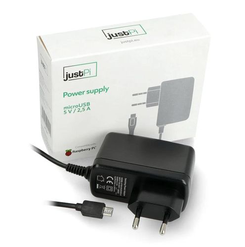 Power supply justPi for Raspberry Pi 3B+/3B/2B/Zero microUSB black 5V/2,5A SHR-14515 5903351241410
