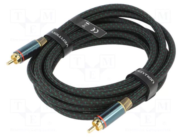 Cable; RCA plug,both sides; 3m; Plating: gold-plated; black VENTION BCTGI