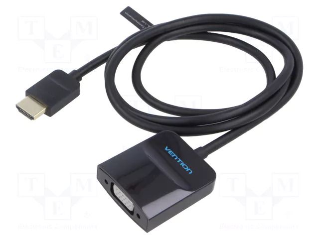 Converter; HDMI plug,VGA female; Full HD 1080p; 1m; black; ABS VENTION 42437