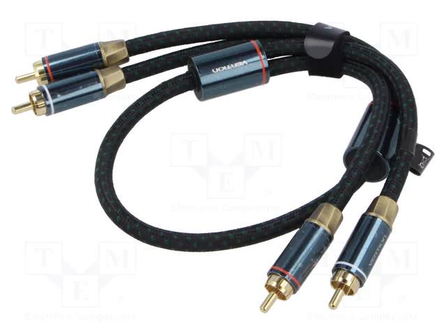 Cable; RCA plug x2,both sides; 1.5m; Plating: gold-plated; black VENTION BCUGG