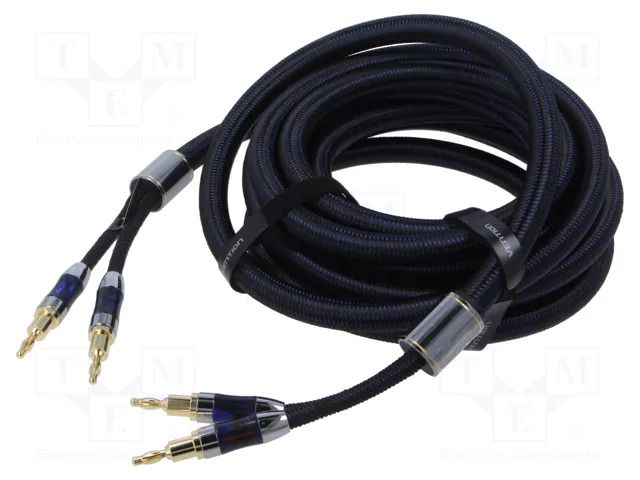 Cable; banana plug x2,both sides; 5m; Plating: gold-plated; black VENTION BLBLJ