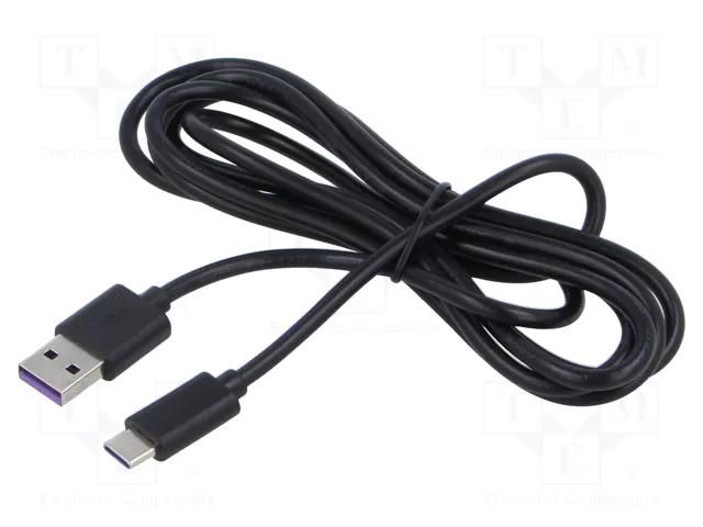 Cable; USB 2.0; USB A plug,USB C plug; 1.5m; black; PVC; 60W; 3A SUNNY ECUAUCRC15