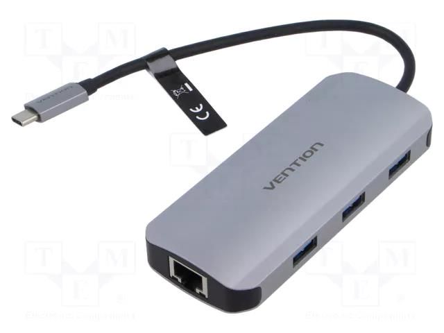 Hub USB; USB 3.0; PnP; grey; Number of ports: 6; 0.15m VENTION TOHHB