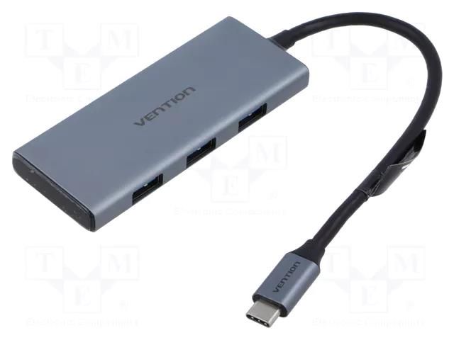 Hub USB; USB 3.0; grey; Number of ports: 7; 0.15m; ABS,aluminium VENTION TOPHB