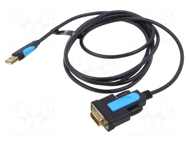 USB to RS232 converter; D-Sub 9pin plug,USB A plug; PVC; 2m VENTION VAS-C02-B200