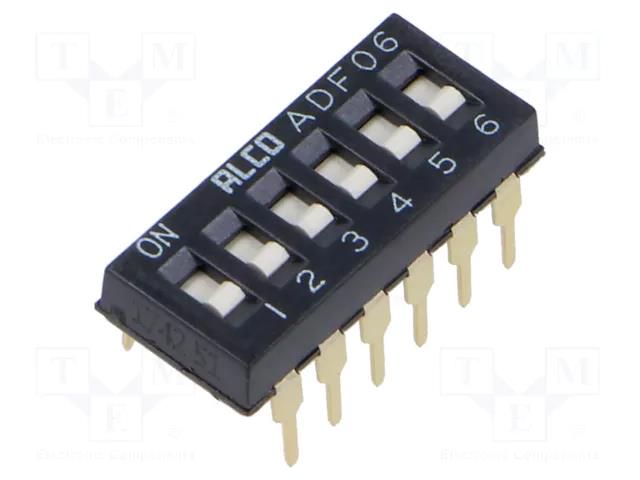 Switch: DIP-SWITCH; Poles number: 6; OFF-ON; -0.025A/24VDC; Pos: 2 TE Connectivity 1825002-9