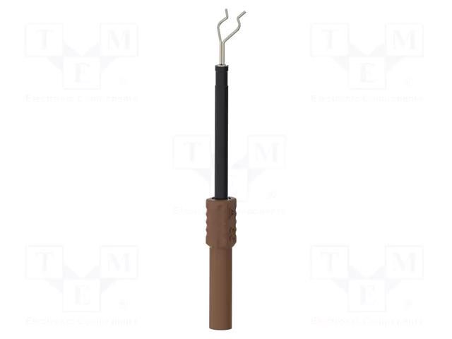 Measuring tip; 1A; brown; Socket size: 4mm; Plating: nickel plated SCHÜTZINGER ZPK8188NI-BR