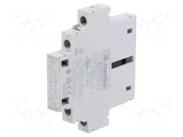 Auxiliary contacts; Leads: spring clamps; side; Contacts: NC + NO LOVATO ELECTRIC BFX12C11