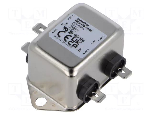 Filter: anti-interference; single-phase; 250VAC; 100nF; 1MΩ; screw SCHAFFNER / TE Connectivity FN2010B-10-06