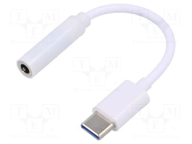 Cable; USB 3.1; Jack 3.5mm socket,USB C plug; 0.12m; white SAVIO SAVAK-35