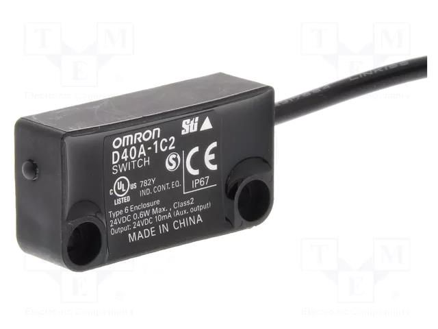 Safety switch: magnetic; D40A; IP67; Electr.connect: 2m lead OMRON D40A-1C2