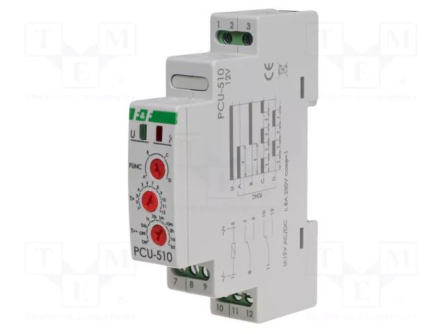 Timer; 0,1s÷24days; DPDT; 250VAC/8A; Usup: 12VAC; 12VDC; PCU; PIN: 8 F&F PCU-510-12V