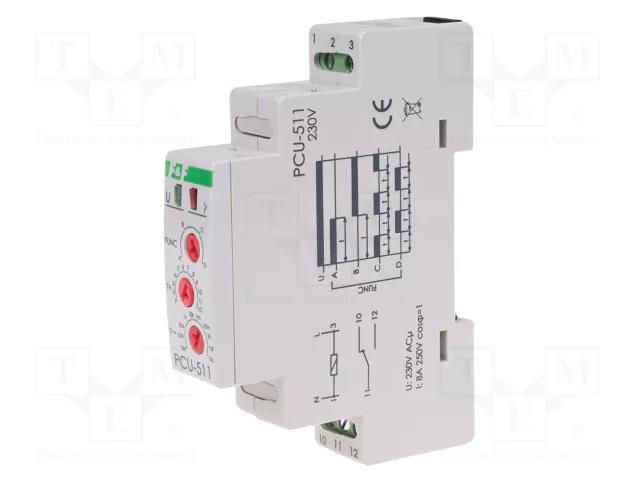Timer; 0,1s÷24days; SPDT; 250VAC/8A; Usup: 230VAC; PCU; -25÷50°C F&F PCU-511