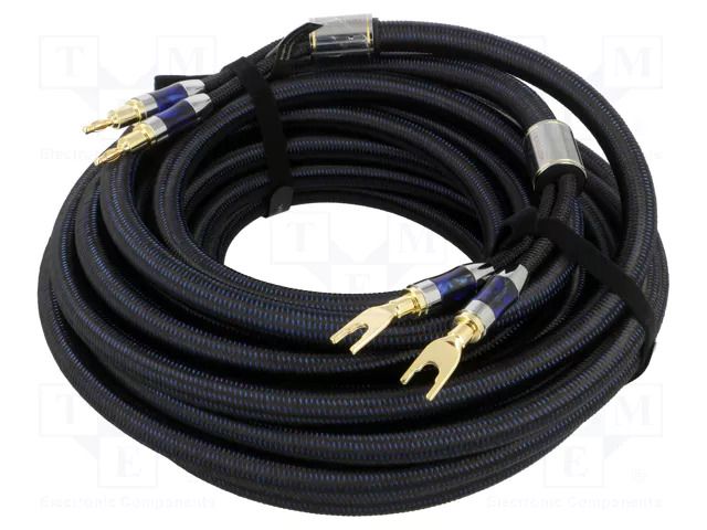 Cable; banana plug x2,fork terminal 2x; 10m; black; textile VENTION BLCLL
