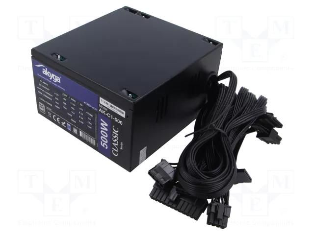 Power supply: computer; ATX; 500W; 3.3/5/12V; Features: fan 12cm AKYGA AK-C1-500