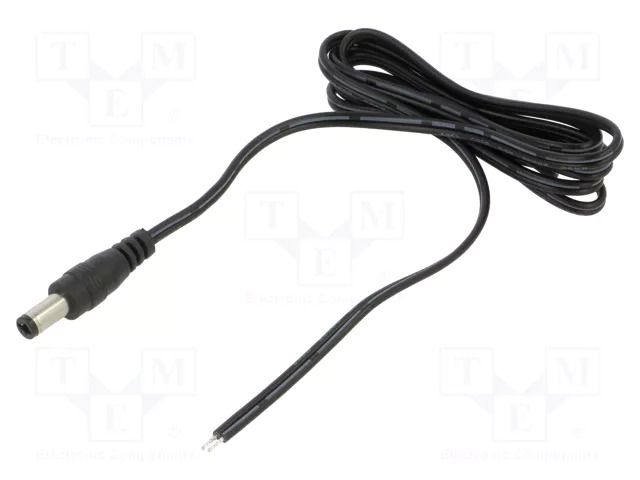 Cable; 2x0.5mm2; DC 5,5/2,5 plug; straight; black-grey,black; 1m POS POSDC-T-P25S-1.0