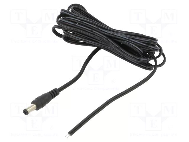 Cable; 2x0.5mm2; DC 5,5/2,5 plug; straight; black-grey,black; 3m POS POSDC-T-P25S-3.0