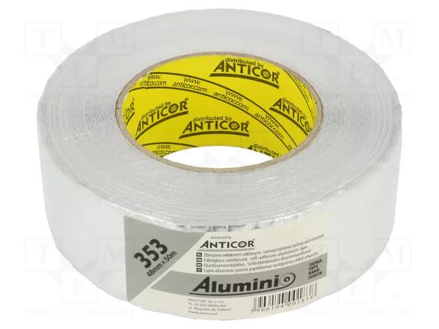 Tape: duct; silver; W: 48mm; -35÷120°C; L: 50m; Thk: 0.08mm; 3% ANTICOR ANC-353-48-50