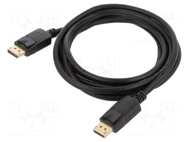 Cable; DisplayPort plug,both sides; PVC; 3m; black; Support: 4K LANBERG CA-DPDP10CC-0030BK