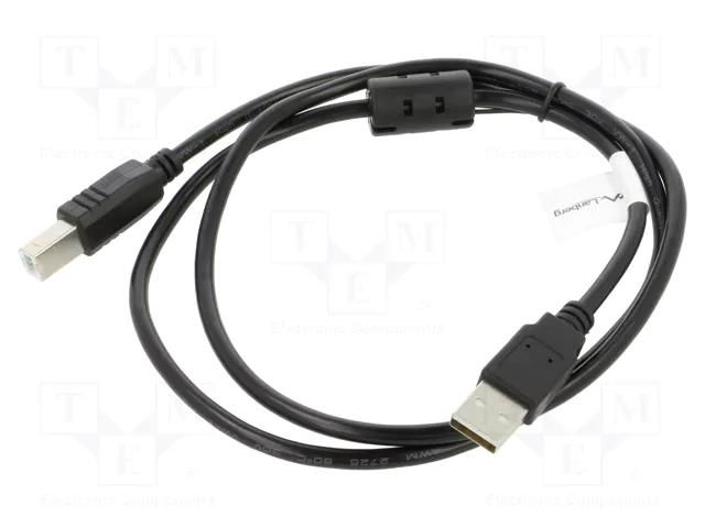Cable; USB 2.0; USB A plug,USB B plug; gold-plated; 1m; black LANBERG CA-USBA11CC-0010BK
