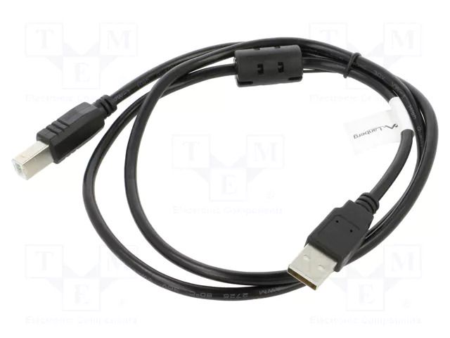 Cable; USB 2.0; USB A plug,USB B plug; gold-plated; 1m; black LANBERG CA-USBA11CC-0010BK