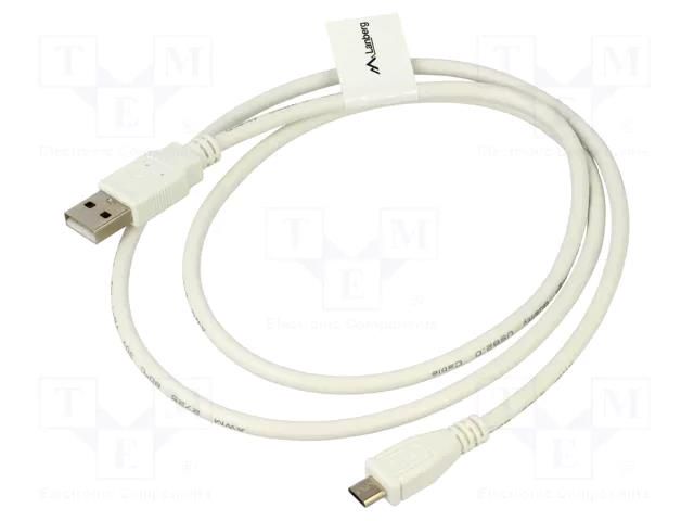 Cable; USB 2.0; USB A plug,USB B micro plug; gold-plated; 1m LANBERG CA-USBM10CC-0010W