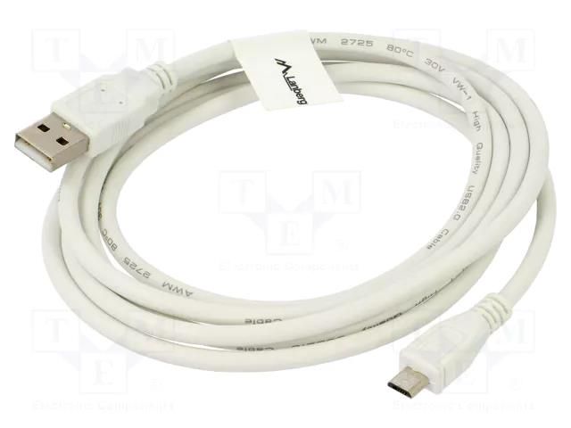 Cable; USB 2.0; USB A plug,USB B micro plug; gold-plated; 1.8m LANBERG CA-USBM10CC-0018W