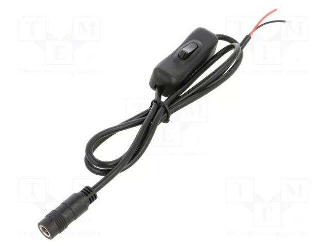 Cable; 2x0.5mm2; wires,DC 5,5/2,1 socket; straight; black; 0.8m SUNNY ECJ08R2155STSTSW