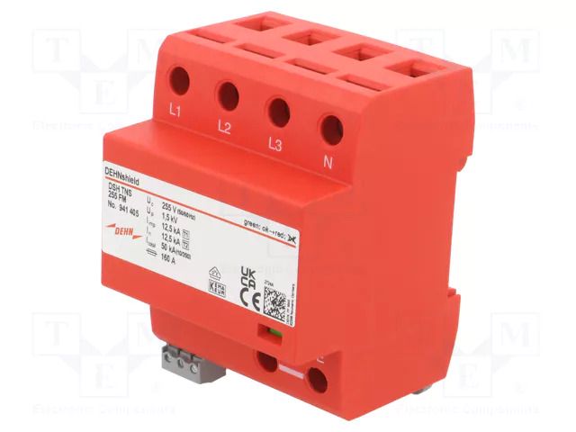 Surge arrester; Type 1+2; In 8/20us: 12.5kA; -40÷80°C; IP20 DEHN DEHN-941405