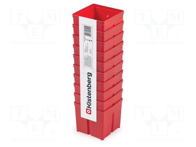 Container: cuvette; red; high; 105x105x97mm; 10pcs; TAGER BOX KISTENBERG KTBL1111-3020