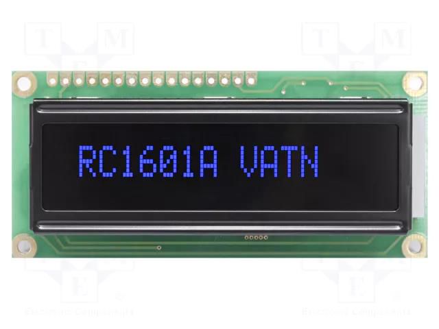 Display: LCD; alphanumeric; VA Negative; 16x1; 80x36x13.5mm; LED RAYSTAR OPTRONICS RC1601A-LLB-JWVE