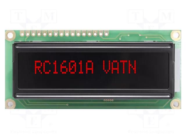 Display: LCD; alphanumeric; VA Negative; 16x1; 80x36x13.5mm; LED RAYSTAR OPTRONICS RC1601A-LLR-JWVE