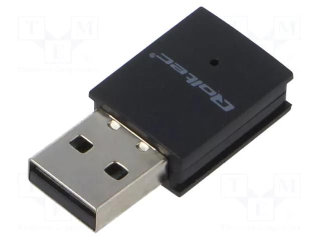 PC extension card: WiFi network; USB A plug; USB 2.0; black QOLTEC QOLTEC-57007