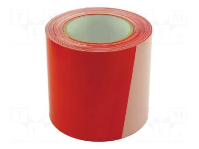 Tape: warning; white-red; L: 100m; W: 80mm SOLID TOOLS SOLID-5051