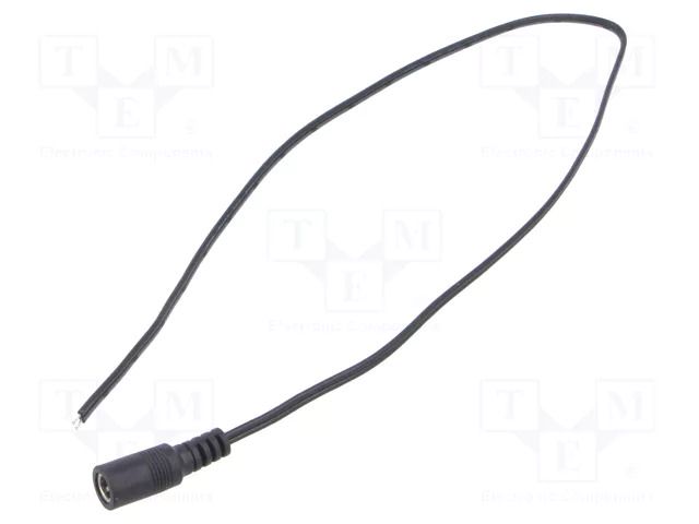 Cable; 2x0.5mm2; DC 5,5/2,1 socket; straight; black-grey,black POS POSDC-T-S21-0.5
