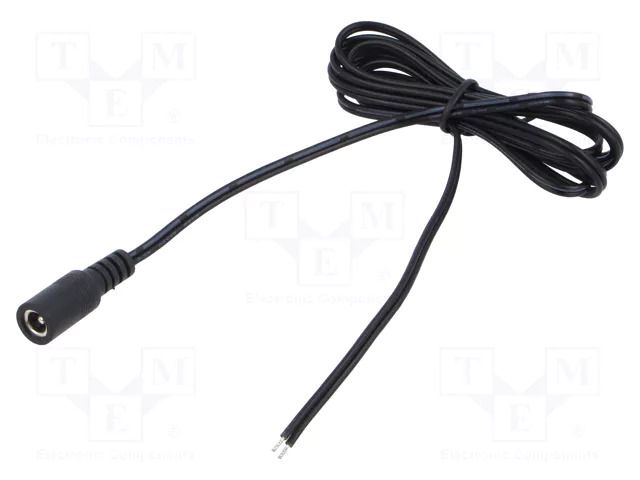 Cable; 2x0.5mm2; DC 5,5/2,5 socket; straight; black-grey,black POS POSDC-T-S25-1.5