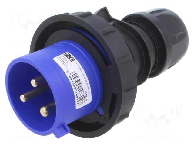 Connector: AC supply; plug; male; 32A; 250VAC; Shark; IEC 60309 PCE 02392-6