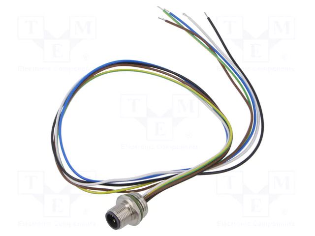 Connector: M12; socket; PIN: 5; male; cables; Thread: M16x1,5; 0.5m CONEC 43-01010