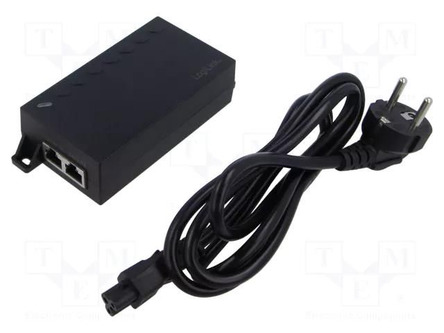 PoE power supply unit; IEC C14,RJ45 socket x2; 10/100/1000Mbps LOGILINK POE007