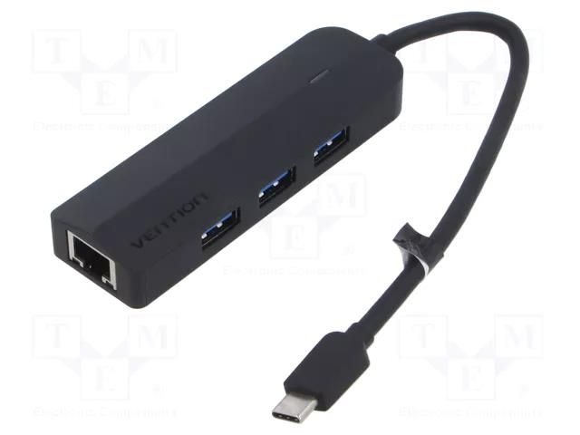 Hub USB; USB 3.0; black; Number of ports: 5; 0.15m; ABS VENTION TGPBB