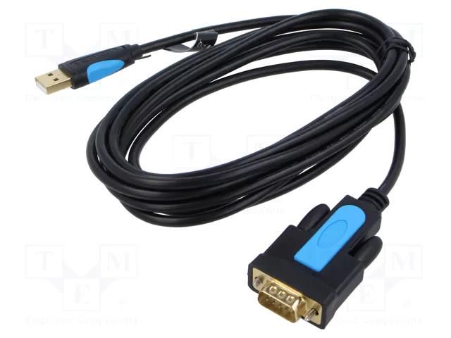 USB to RS232 converter; D-Sub 9pin plug,USB A plug; PVC; 3m VENTION VAS-C02-B300