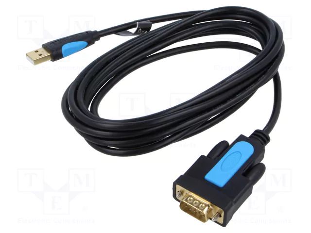 USB to RS232 converter; D-Sub 9pin plug,USB A plug; PVC; 3m VENTION VAS-C02-B300
