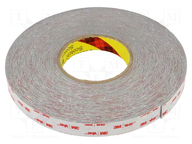 Tape: fixing; W: 19mm; L: 20m; Thk: 1.1mm; acrylic; grey 3M 3M-4941-19-20